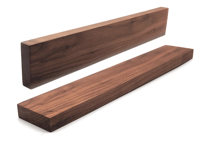 Slim Profile Walnut Wood Magnetic Knife Strip - Space Saving Wall Mounted Holder